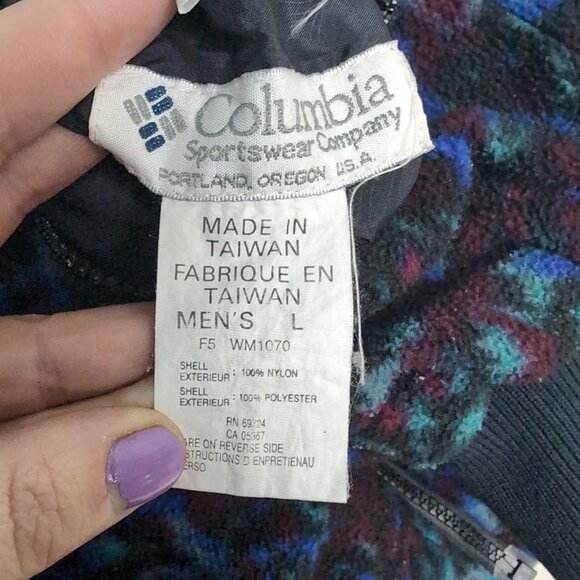 Columbia Reversible Vintage Fleece Vest Full-Zip Aztec Geometric Print Men L - Picture 5 of 6